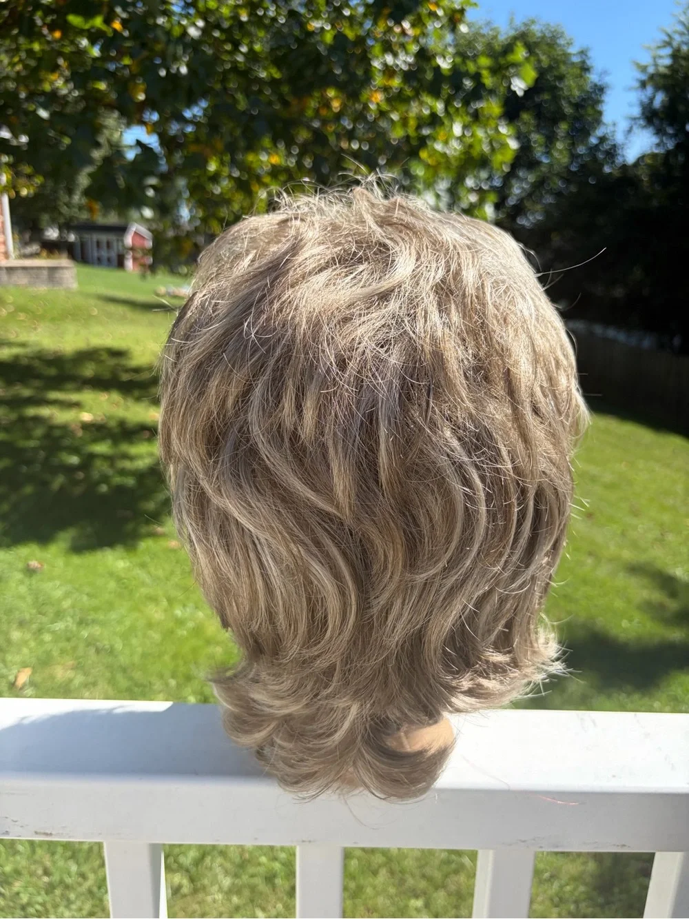 Vintage Brentwood short pixie light blonde & brown synthetic wig with bangs
